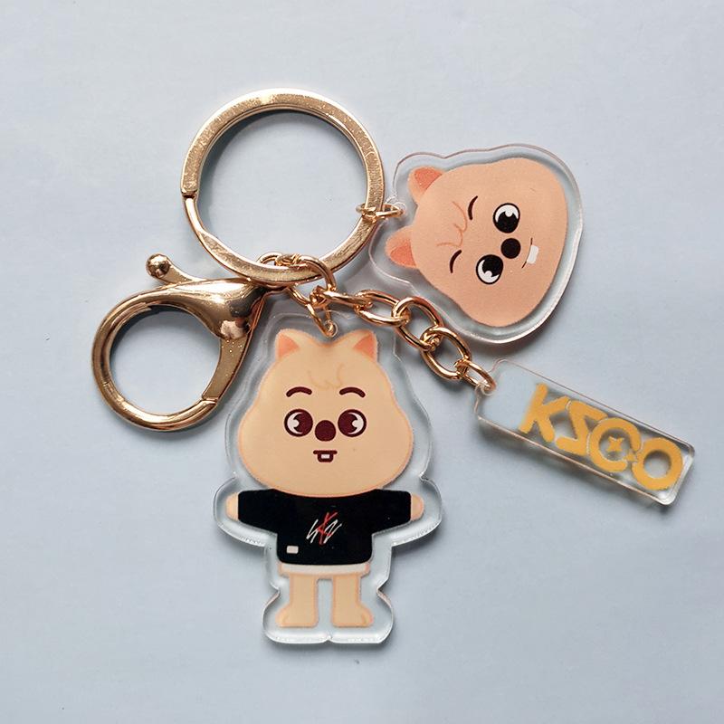 Stray Kids SKZOO Cartoon Double Sided Acrylic Keychain Cute Anime Character Keyring Bag Pendant Fan Merchandise Gift for STAY