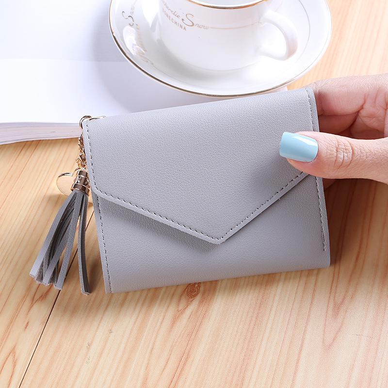 Trendy Women's Short Wallet: Cute Tassel Mini Coin Purse with Japanese-Korean Design