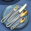 4Pcs/1Set Novelty Dinnerware Tableware Set 304 Stainless Steel Reusable Travel Cutlery Spoon Fork Knife Camping Utensils