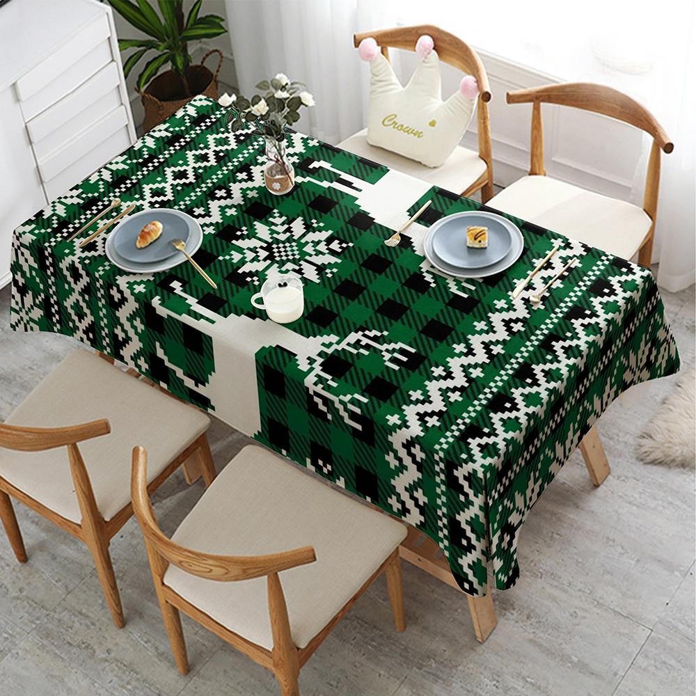 Stylish Green And Black Tableclothkitchen Restaurant Tablecloth Outdoor Picnic Tablecloth Holiday Party Decoration