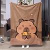 Warm Capybara Family Theme Flannel Blanket, Comfortable and Lightweight Multi-purpose Blanket for Sofa Birthday Gift Blanket