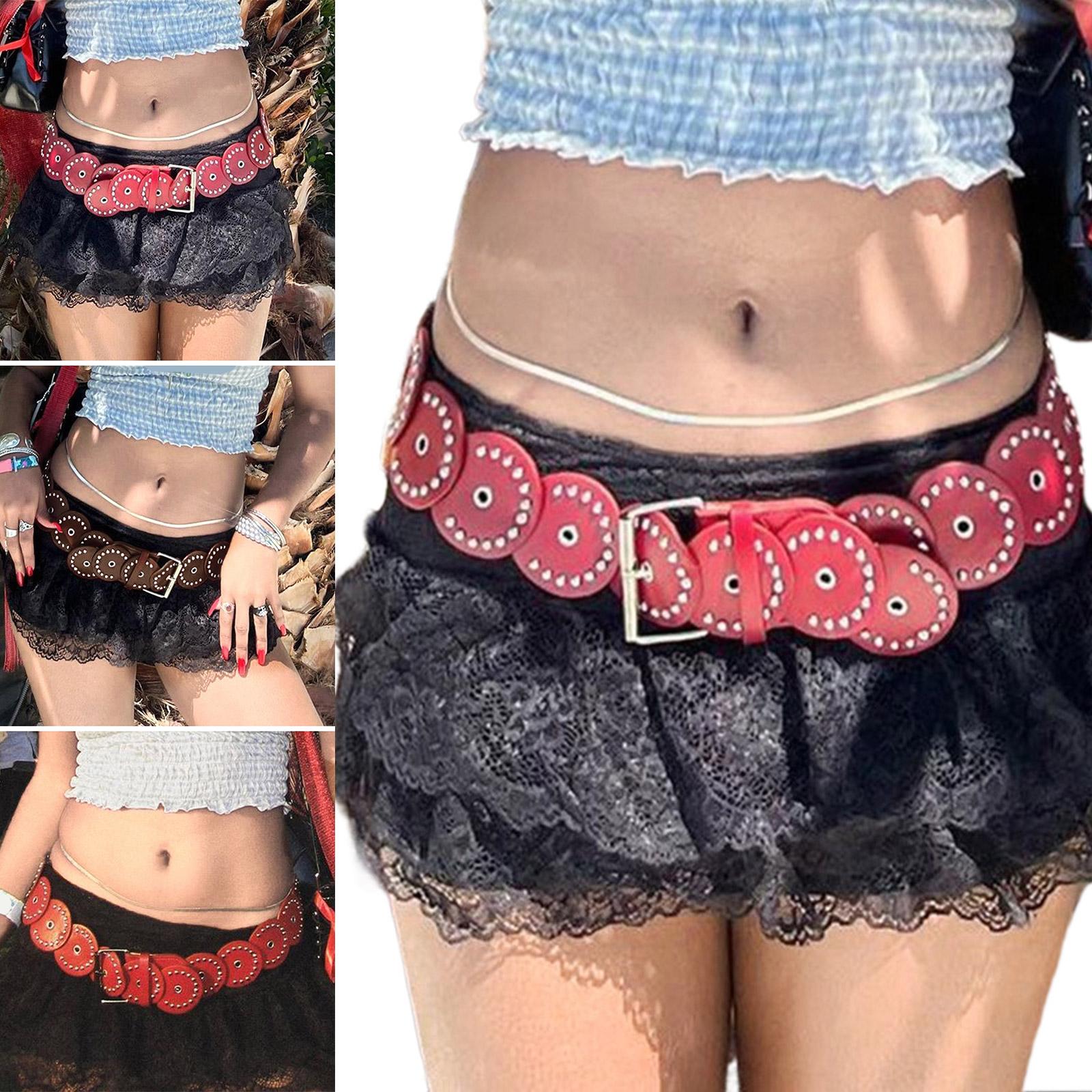 

Wide Belt For Women Waist Chain Belt Disc Chain Belly Chain For Dress Western Rivets Belt Rivets Waist Chain красный