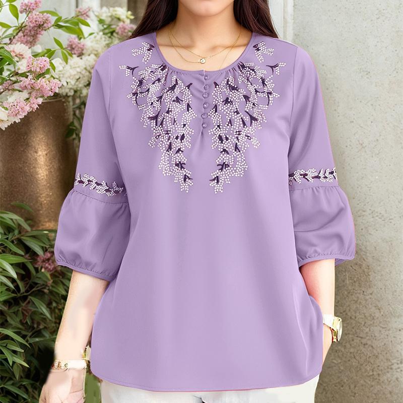 

ZANZEA Women Casual Round Neck Long Sleeve Loose Print Blouse 3XL