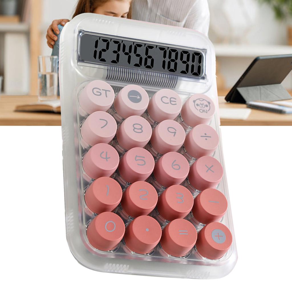 Cute Desktop Calculator Mechanical Clear Digital Display Simple Basic Desk Calculators for Business Office Supplies Pink