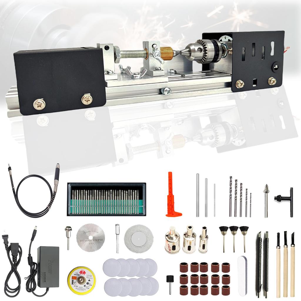 kilogorge Mini Woodworking Lathe with Upgraded Mini Metal Engraving Mini Mini High Precision and DIY Craft Set for Bead Miniature Small Japanese