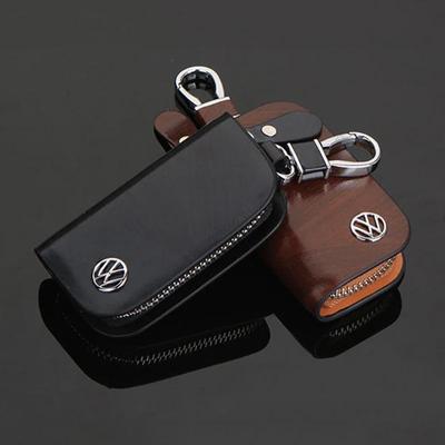 För VW Volkswagen Jetta MK5 Golf Läder Bil Logotyp Nyckelfodral Skydd för Nyckelring Skyddsväska för Volkswagen Passat Santana Tiguan S
