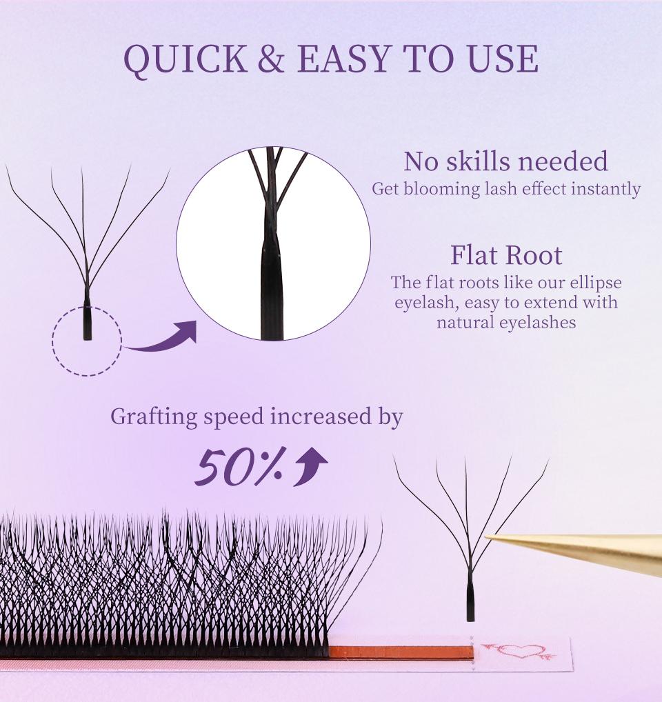NEW Brown 3D Fairy W Shaped Eyelash Extension Wispy 3D Spike Lashes Premium Premade Bloom Fan 2D 4D 5DW Clover Lashes Hand-Woven