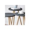 Colorful Triple Nesting Coffee Table Wooden Legs Round Pastel Design Cream
