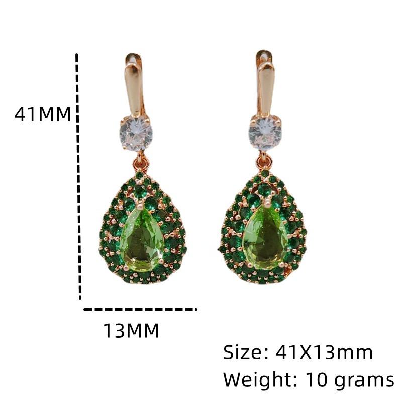 Роскошные серьги-капли в форме капли с зеленым цирконием для женщин — фото 6
