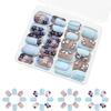 Square Press On Nail Flower Fake Nail Glues On Nail Artificial Acrylic Nail 12 Size 48pcs Stick On Nail for Women Girls