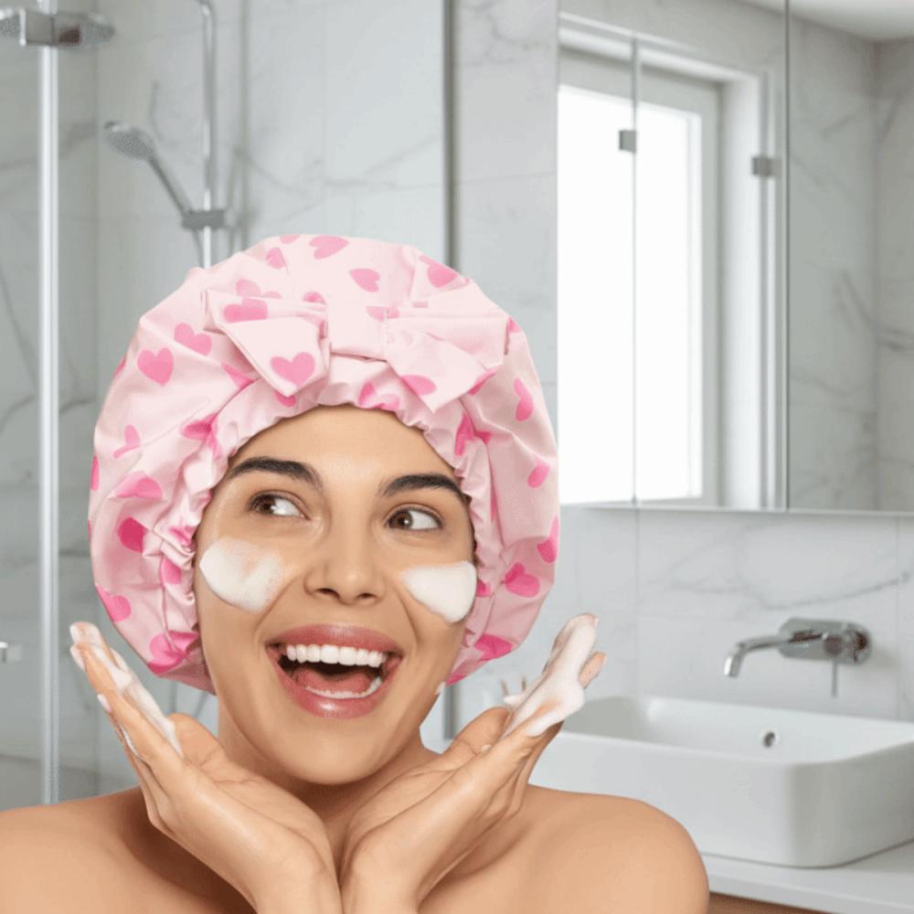 Polka Dots Shower Cap Waterproof Hair Care Hat Bowknot Printed Bonnet  Shower Protection