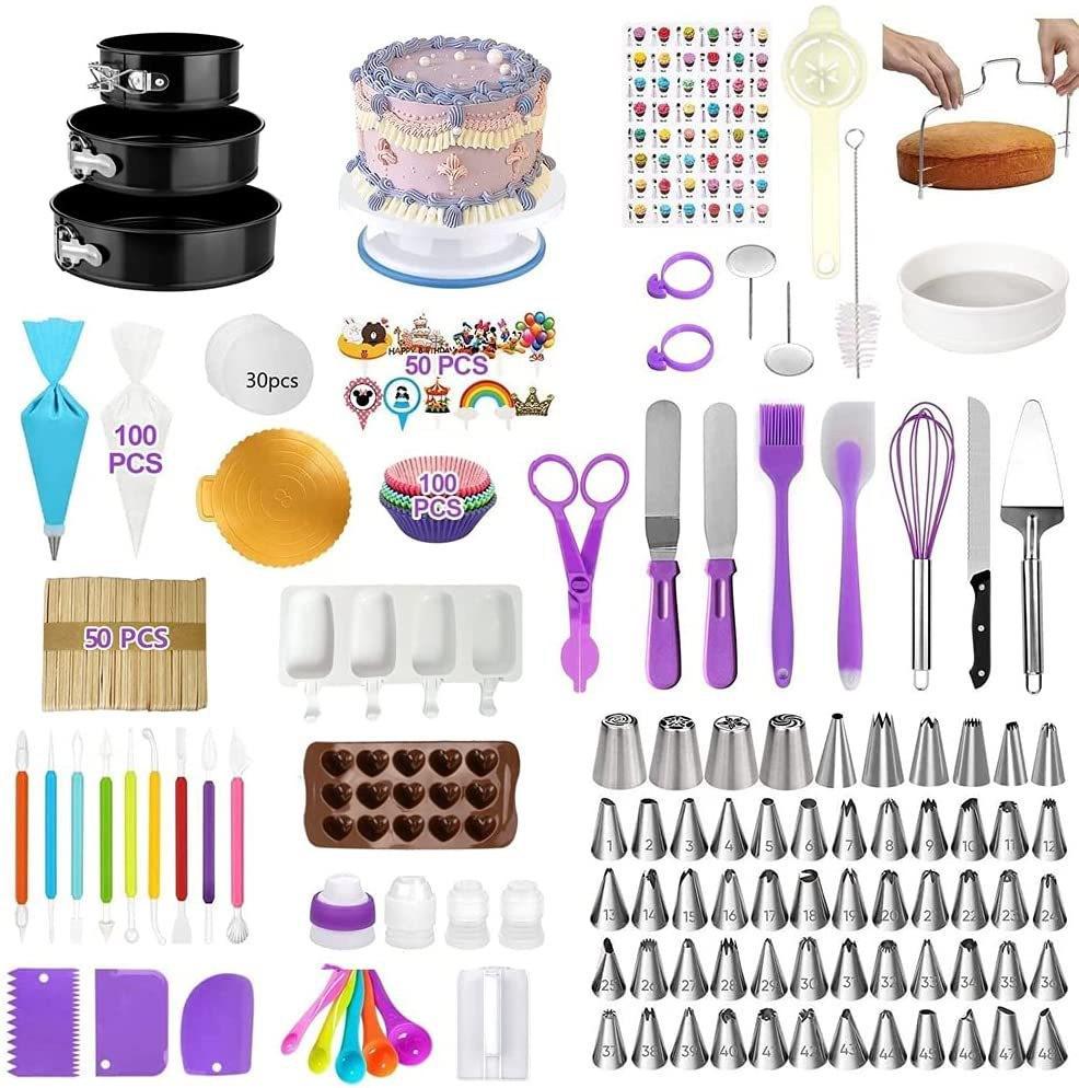493-Piece Cake Decorating and Piping Tool Set with Turntable