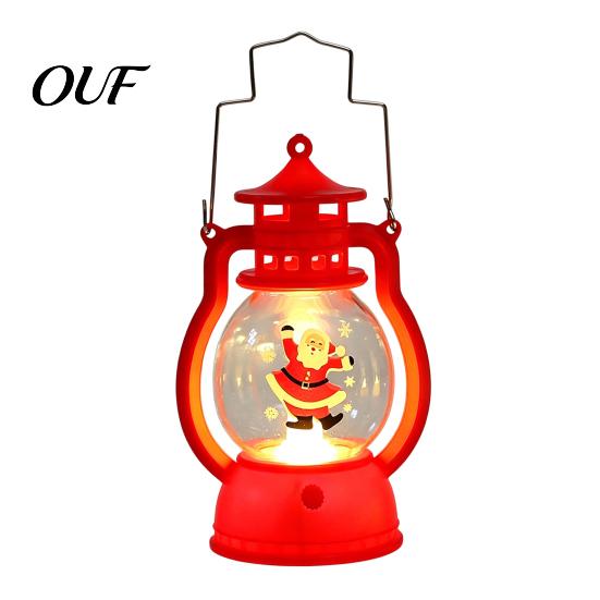 LED Warm Light Lamp Christmas Lantern Night Light, Retro Santa/Snowman/Tree Handheld Oil with Decorative Holiday LED, Cute Tabletop Decor, Xmas