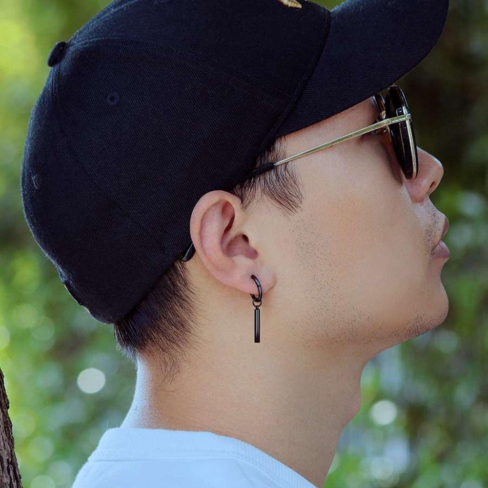 Fashion Jewelry Tassel Cross Ear Studs Men Hoop Earrings Stainless Steel Korean Style Earrings