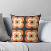 Retro Flowers - Orange and Charcoal Throw Cushions & Pillows Without Core
