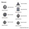 7 Pcs  Black Blue Gear Wheel Metal Dice Hollow Metal Polyhedral Dice Set Suitable for Role-Playing RPG  Board Game Card Game