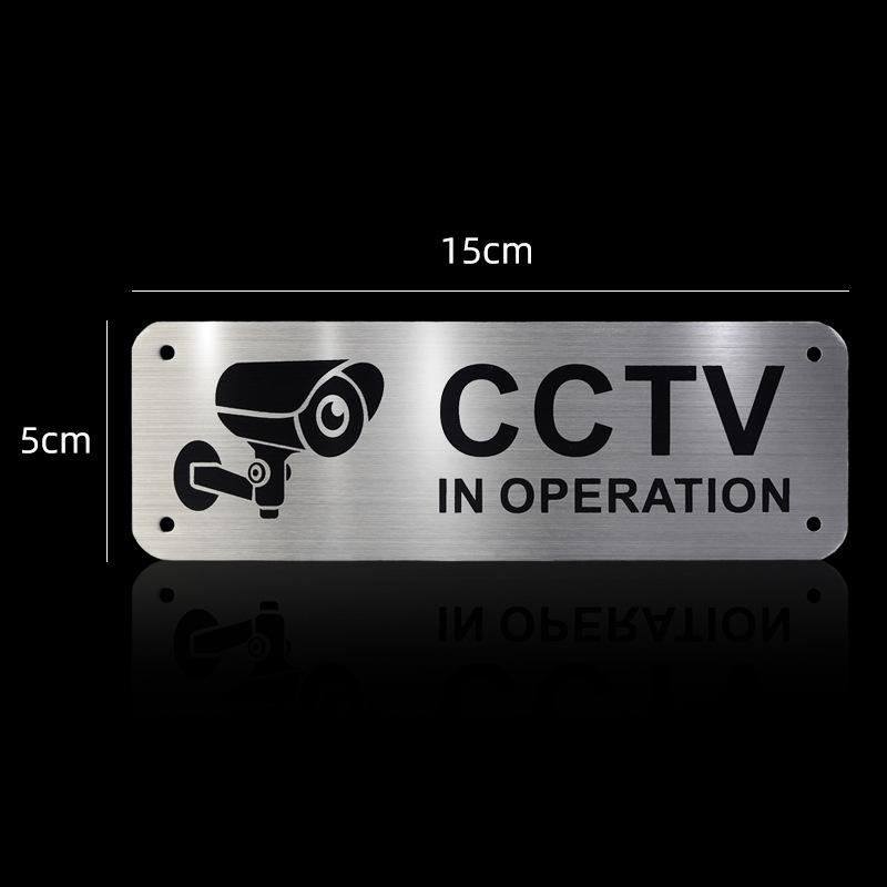 Brushed Aluminum Surveillance Sign Metal Safety Plate Anti-rust Stainless Steel Nameplate Durable Warning Label Outdoor