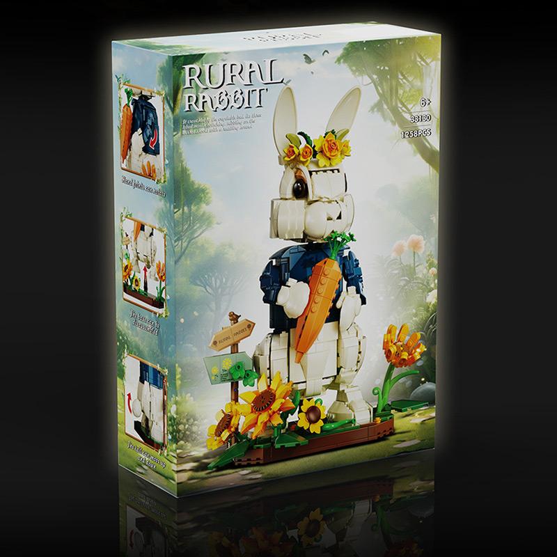 Creative 1258pcs Pastoral Rabbit Animal Figrues Building Blocks Home Decoration Rural Flowers Rabbit Assemble Toys Children Gift