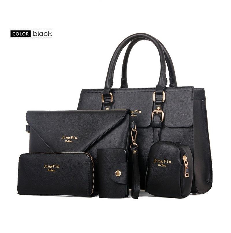 Damenmode 5-teiliges Handtaschen-Set aus PU-Leder, Umhängetasche, Umhängetasche, Geldbörsen-Set