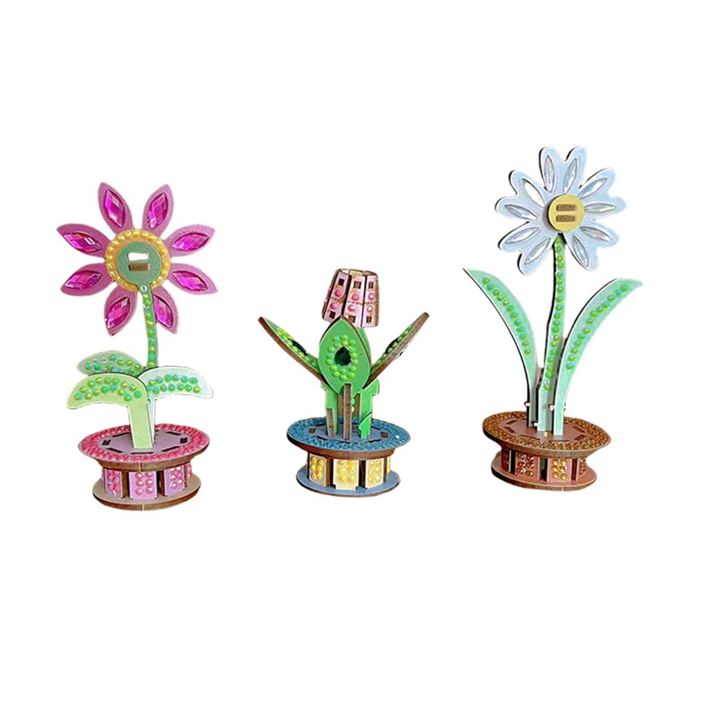 3D Puzzle DIY Wooden Flower Wooden Flowers for Crafts 3D DIY Wood Crafts Flower for Adults & Youngster