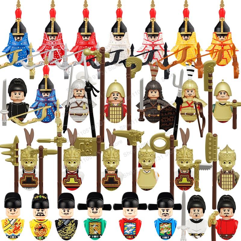 Bai Fen Bai Dolls And Toys Unisex Moc Chinese Soldier Figures Building Blocks Shangzhou Dynasty Qin Dynasty Castle Warrior Knights Army Accessories Bricks Toys