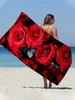 Red Rose Print Beach Towel Super Absorbent Quick Dry Lightweight For Summer Beach Pool Camping