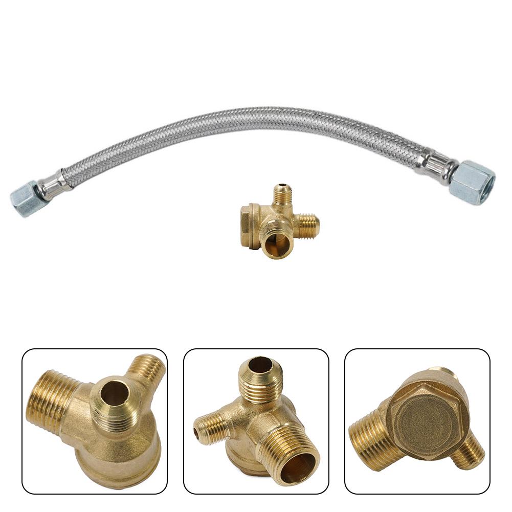Tubo valvola compressore d'aria Filettatura interna 14mm Lunghezza 280mm Ottone Oro Acciaio Inossidabile Compressore d'aria senza olio