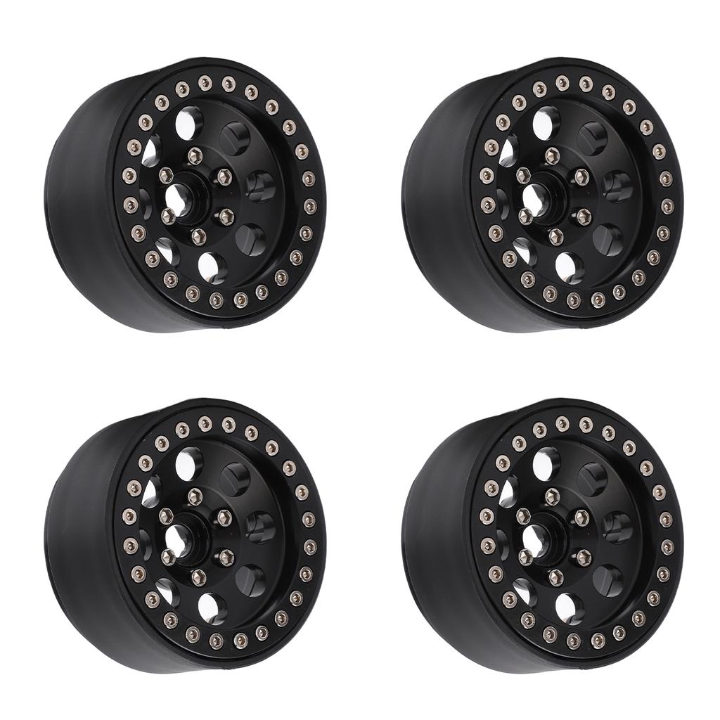 4pcs 1.9 Inch RC Metal Beadlock 8 Round Hole Wheel Rim Hubs for Axial SCX10 90046 RC 110 CarBlack