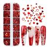 12 Box Laser Bright Red Nail Glitter Valentine's Day Love Butterfly Maple Leaf Nail Patch Material