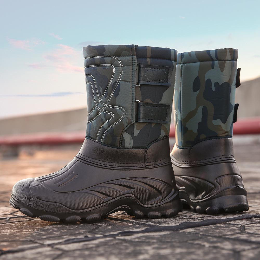 Men's Waterproof Non-Slip Large Snow Boots with Thick Velvet Lining