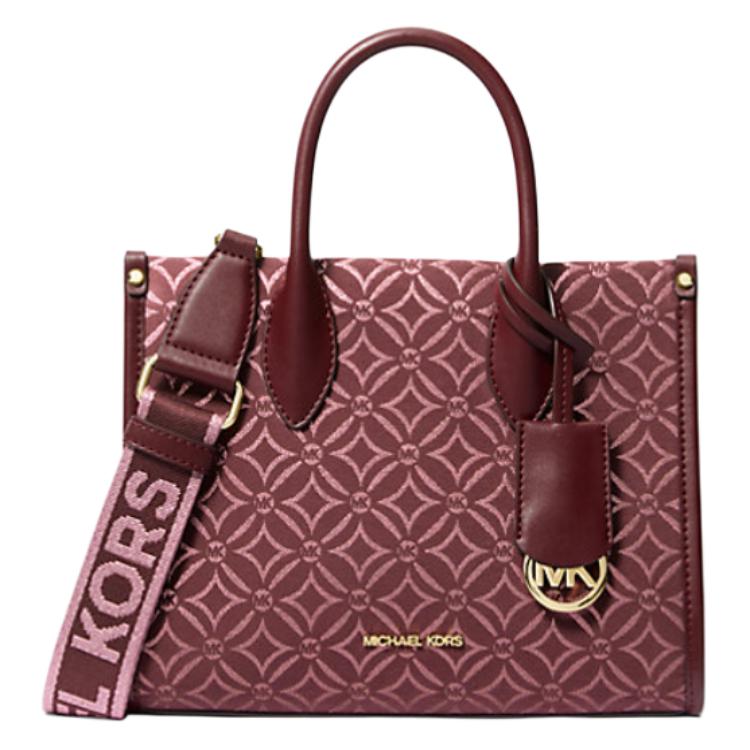 

Michael Kors MK Mirella Printed Logo Polyester Tote Bag Women Tote Purple Red 35F4G7ZC5J-OXBLOOD Basic Set (Bag+Dust Bag)
