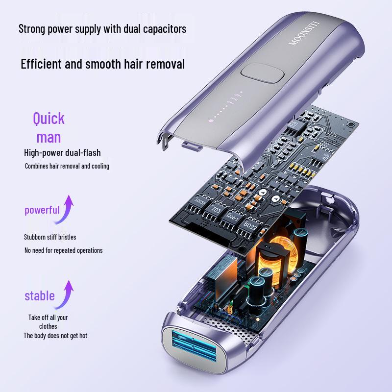 Sapphire Painless Laser Hair Removal Device with Cold Compress and Dual Lamp for Full Body Shaving.