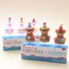 Cartoon 3 Bear Birthday Candles HBD Brown Cute Party Hat Bear Children's Cake Candle Decoration