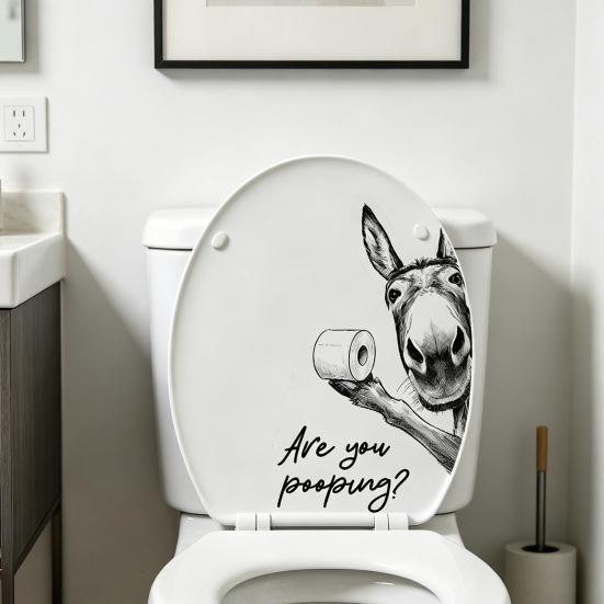 Are You Pooping Toilet Lid Stickers Funny Animals Toilet Seat Tank Lid Cover Decals Removable PVC Wall Sticker for Bathroom Washroom
