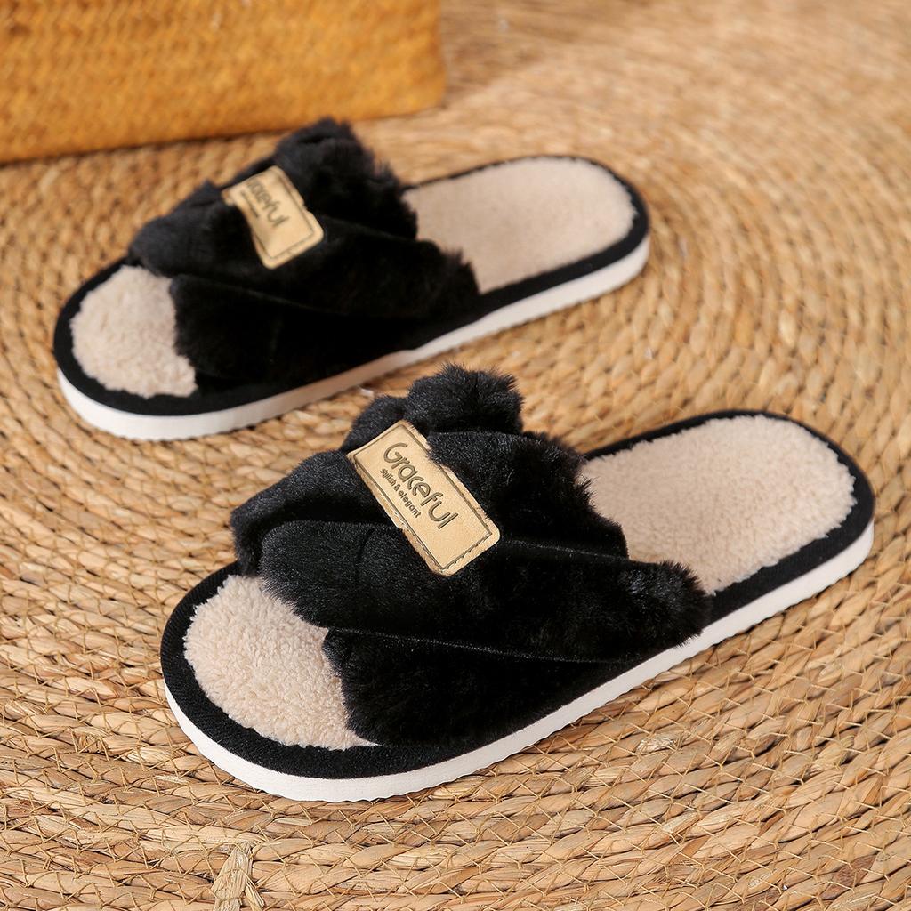 New home Mao Mao open slippers warm spring and autumn slippers couple summer floor mop