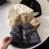 Blogger Double-sided floral button-up headgear Female face small folds large head circumference pullover knitted hat