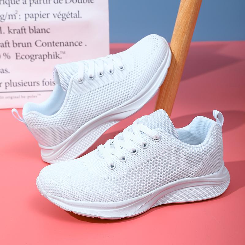 fashion New Women's Sweet Wind Trend Flying Woven Hollow Sports Casual Shoes Fashion Lace-up Mesh Women's Trend All-match Casual Shoes