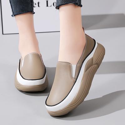 Sapatos Femininos Flats Tênis de Couro Feminino 2022 Confortável Feminino Casual Calçados de Caminhada Moda Tamanho Grande Mocassins Sapatos Femininos