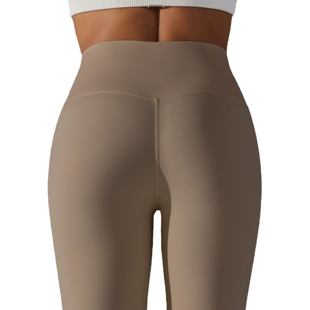 Nude Skin-friendly Yoga Pants Women Without Awkward Line High-waisted Bottoms To Lift The Buttocks Elastic Fitness and Sports Nine-minute Pants