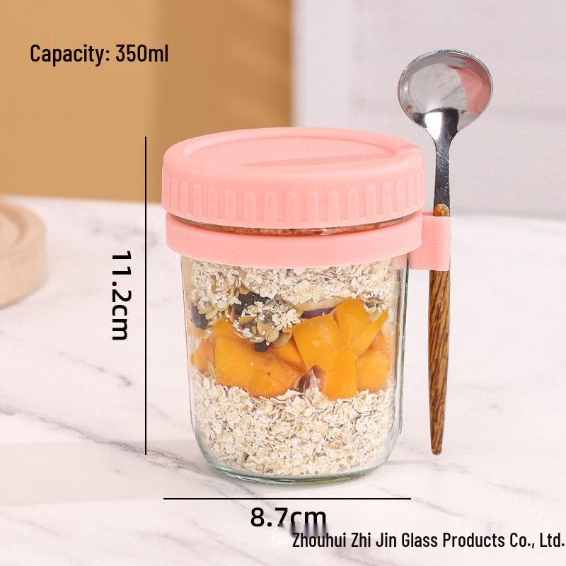 Tazza da colazione portatile in vetro sigillabile a prova di perdite per avena, latte e insalata.