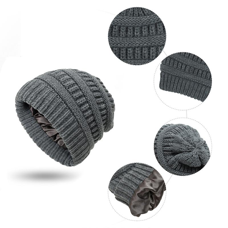 Winter Knitted Beanie Women's Thick Warm Beanie Skull Cap Women's Knitted Letter Hat Beanie Outdoor Riding Suit