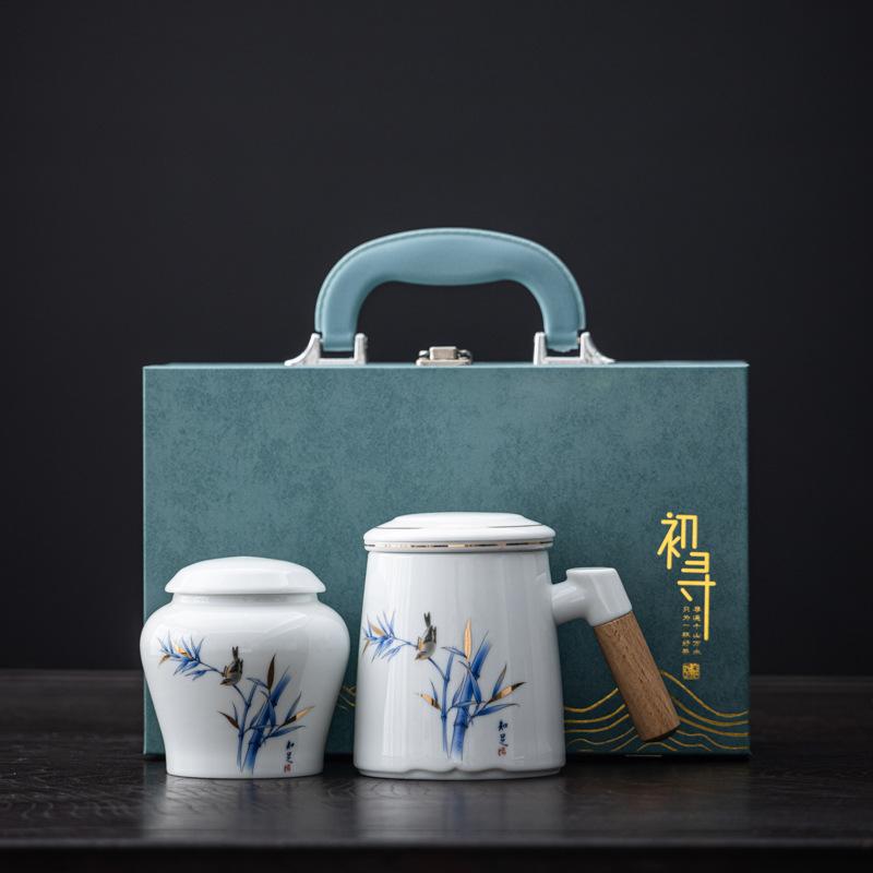 Merchandise Yingqing Office Cup Tea Set Graduation Season Souvenir Ceramic Cup Mug Company Business Gift Set