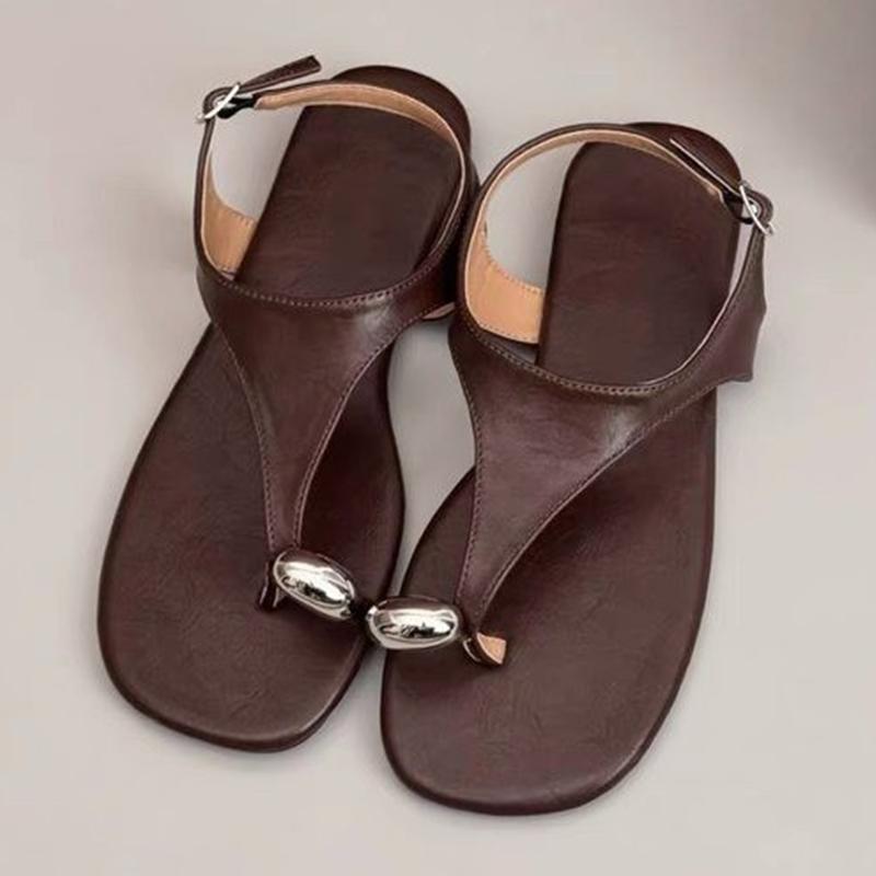 

Fashion Flats Women Clip Toe Sandals Casual Cozy Walking Shoes Summer Trend Woman Slippers 2025 New Brand Dress Beach Female Zapatillas 35 коричневый