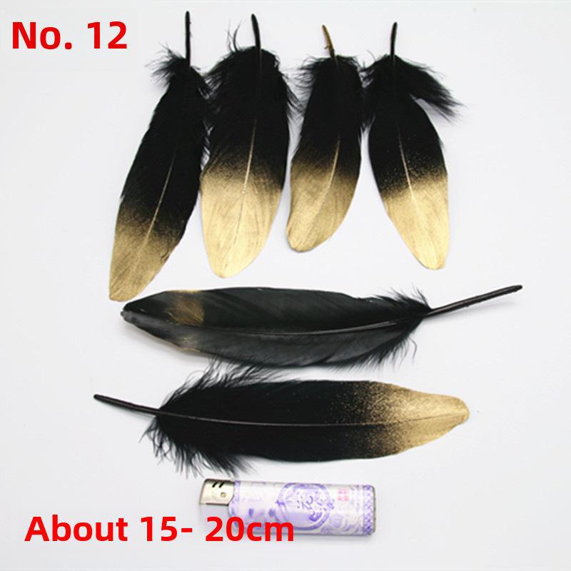 DIY Feather Jewelry Accessories: Large Floating Gold Feather, Small Straight Knife, Spray Gold Gradient Feather