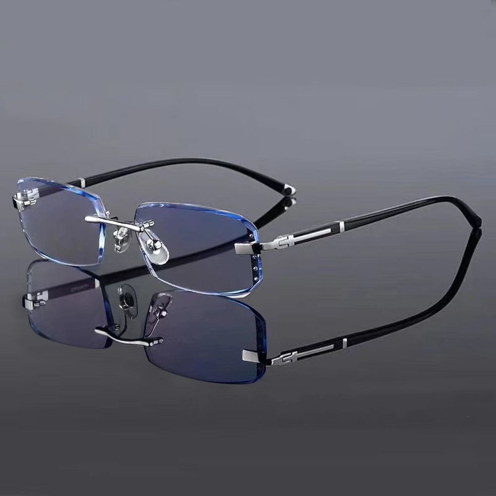 Rimless Cut Edge Anti-Blue Light Reading Glasses Eye Protection Optical Eyewear  Office