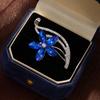 Elegant Korean Rhinestone Blue Crystal Flower Brooch Scarf Buckle - Exquisite Anti-Exposure Clothing Accessory