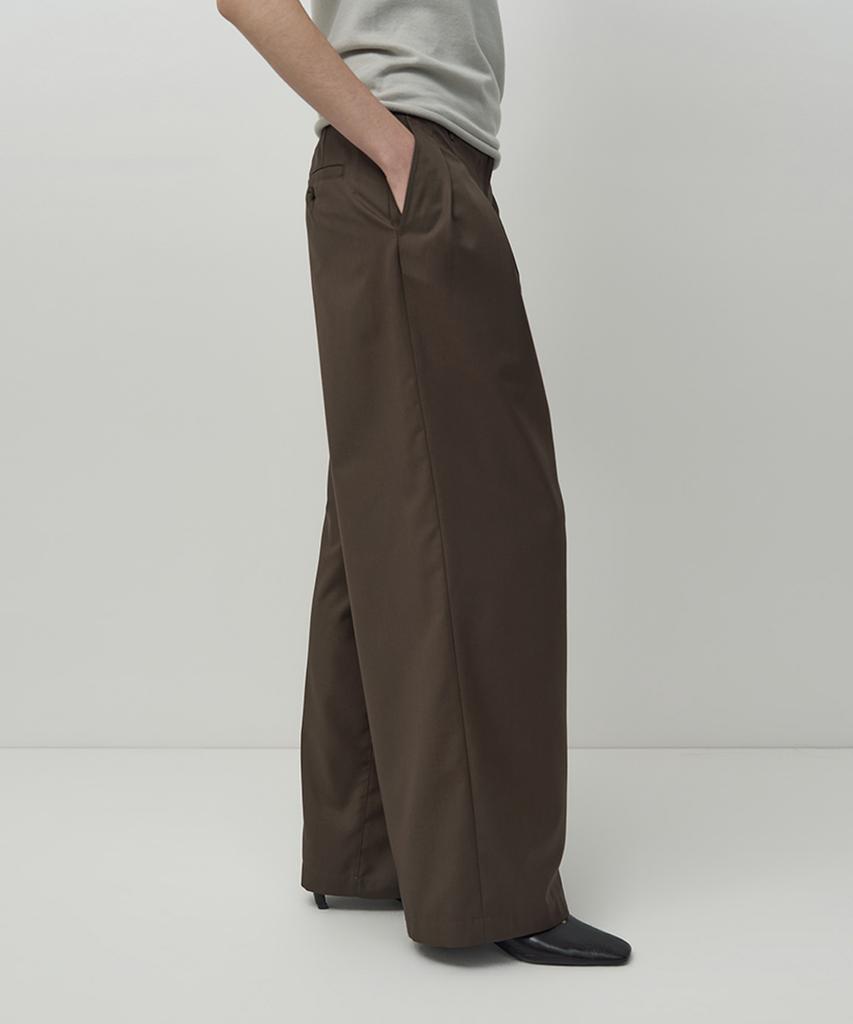 Leopeusaideuhwaiteulabel Wide Tuck Pants Brown