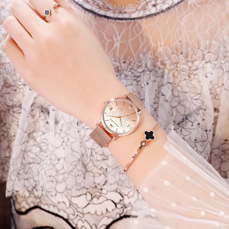 Girl 3D Carved Butterfly Women'S Watch Simple Business Ladies Casual Waterproof Quartz Watch