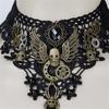 Gothic Lace Floral Choker for Women Choker Handmade Collar with Skull Gears Wing for Bachelorette Party Wedding
