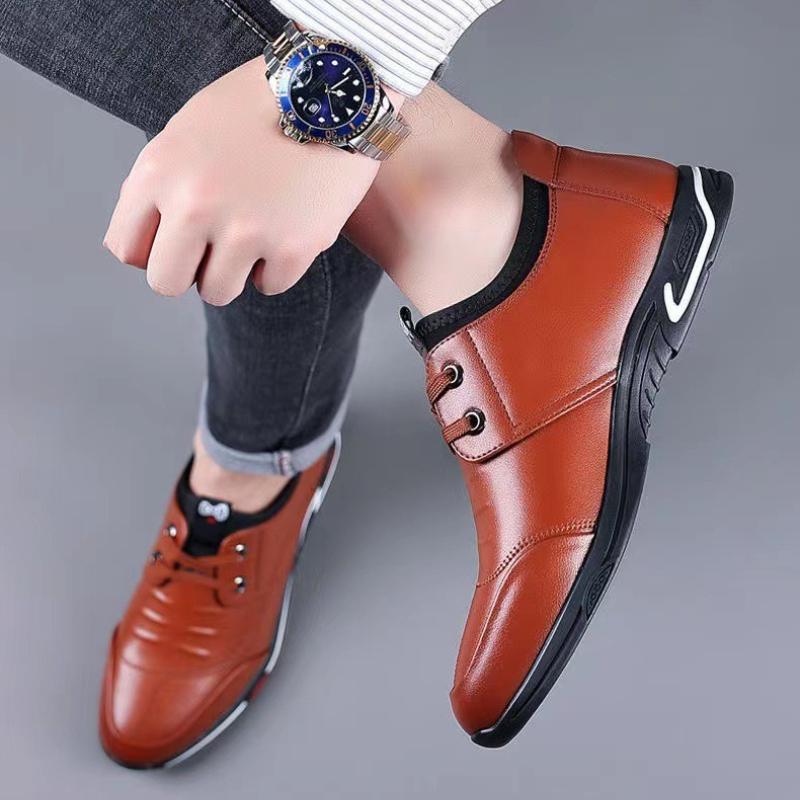 2025 Men's Business Leather Shoes Lightweight Breathable Slip-On Casual Shoes Soft-Sole Non-Slip Platform Shoes Designer Style